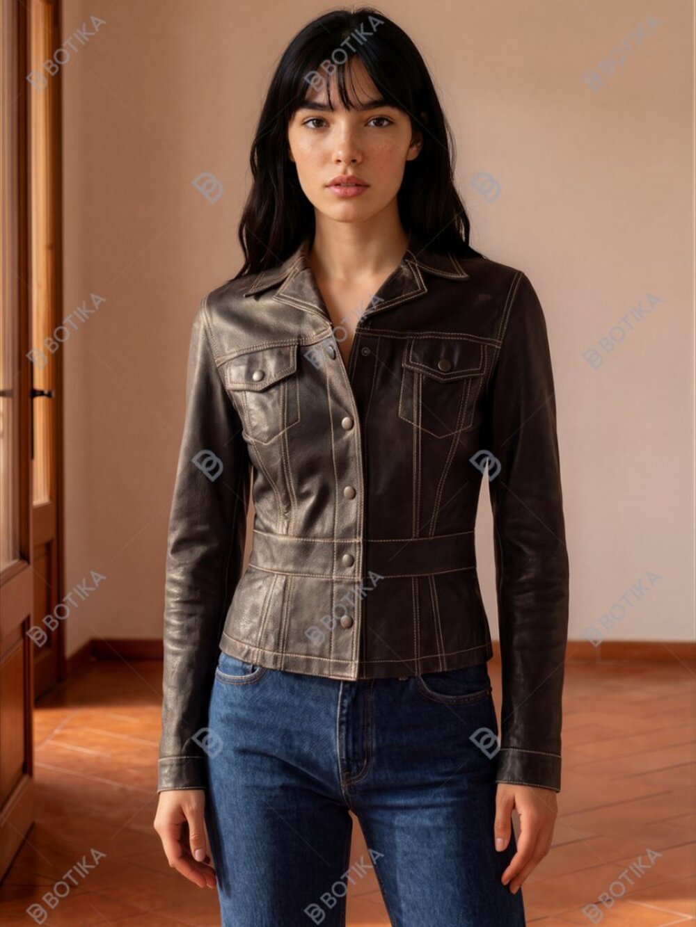 Mexx leather jacket reversible suede snaps collar sport chic